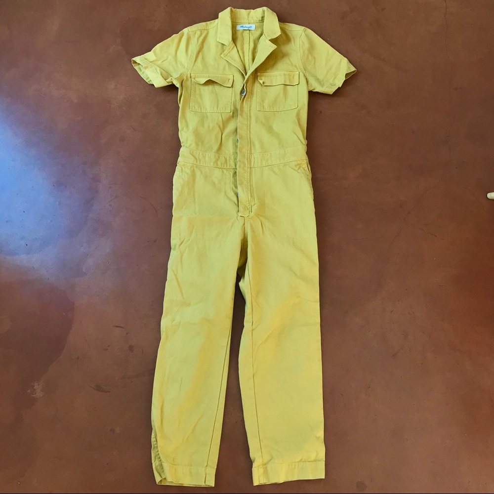 Madewell yellow short sleeve coverall jumpsuit